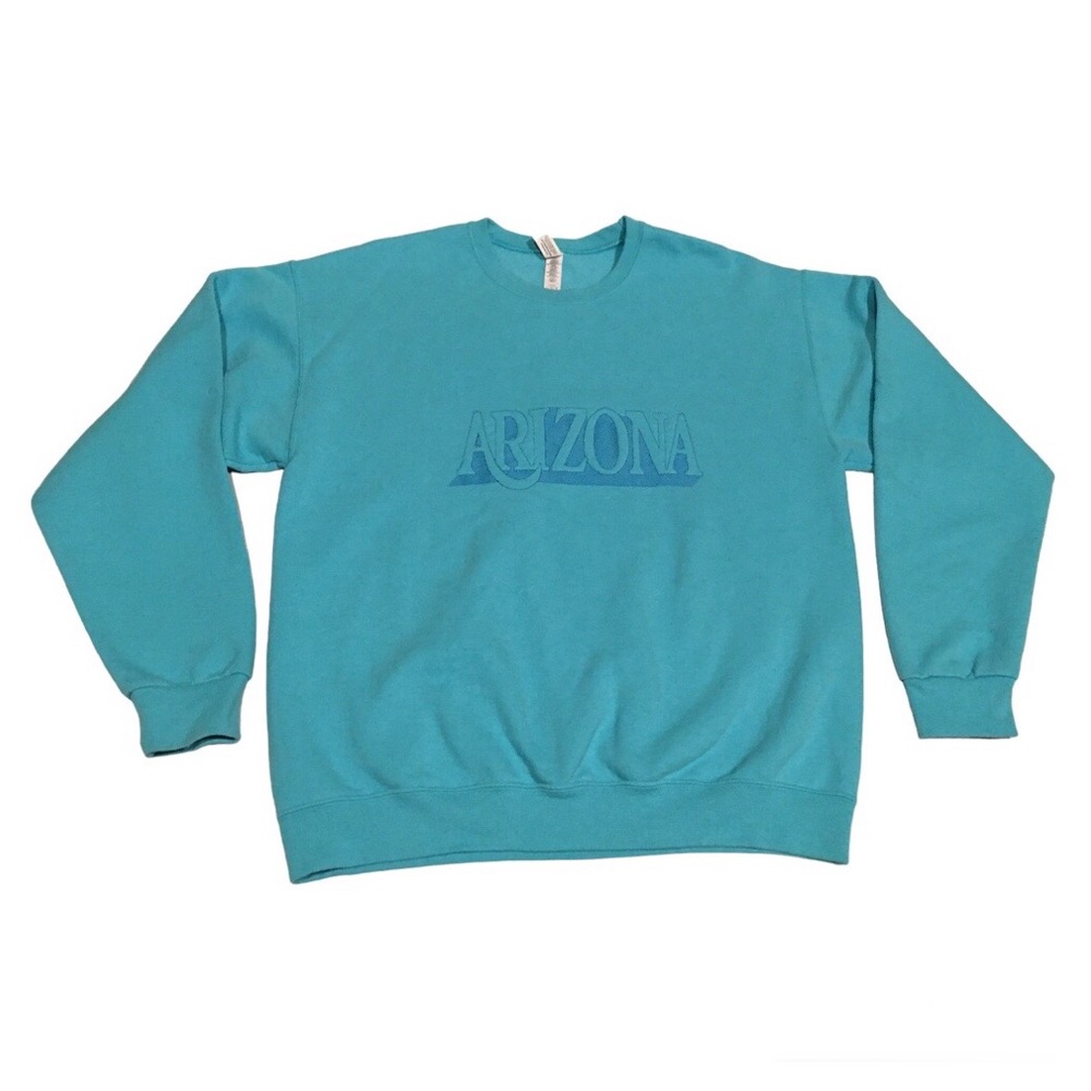 Vintage Turquoise Blue Arizona Pullover Sweatshirt Size Large